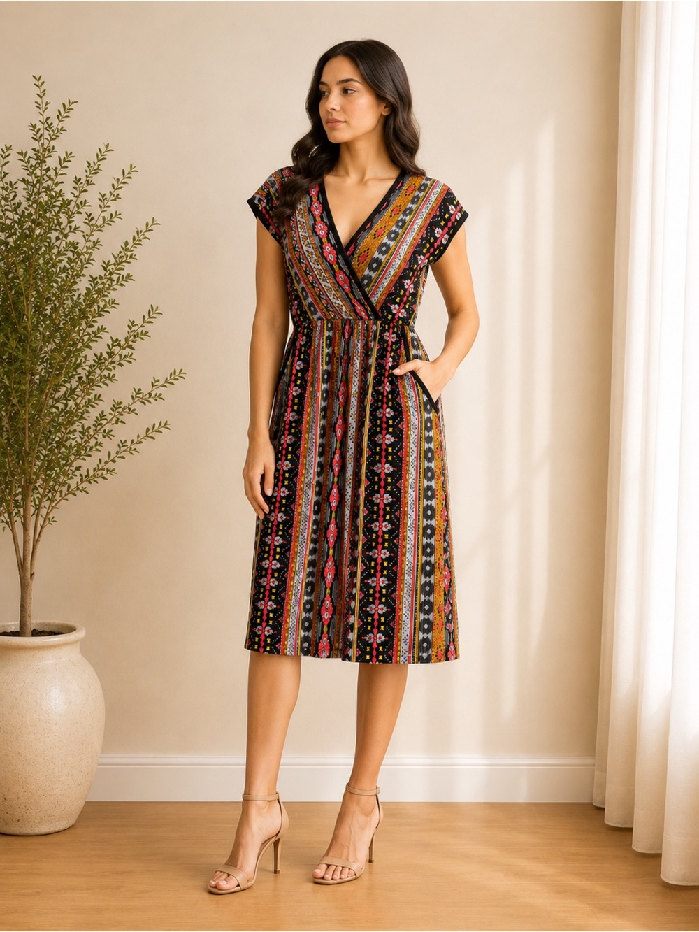 Earthbound Boho Tribal Print Midi Dress New Without Tags Size M